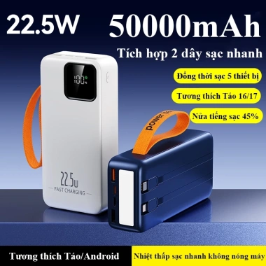 Sạc Dự Phòng 50.000mAh 22.5W PD/QC Sạc Nhanh, Đèn LED, Tương Thích Nhiều Thiết Bị