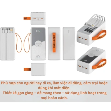 Sạc dự phòng 50.000mAh VZT-232 - Sạc nhanh 22.5/120W PD, màn hình LED hiện đại, giá chỉ 330.000₫