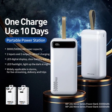 Sạc dự phòng 50.000mAh WP 283 - Trạm di động, sạc nhanh 2 vào 2 ra, dùng 10 ngày, 250k 2 Sạc dự phòng 50.000mAh WP 283 - Trạm di động, sạc nhanh 2 vào 2 ra, dùng 10 ngày, 250k 2