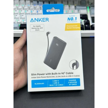 Sạc dự phòng Anker Zolo 20.000mAh/10.000mAh 22.5W A110D/A110E – Cáp Type‑C, PD/QC, Màn hình LED, Giá chỉ 780.000đ