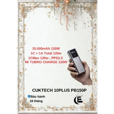 Sạc Dự Phòng Cuktech 10Plus PB150P 15.000mAh - Dung Lượng Cao, Giá 1.05 Triệu Sạc Dự Phòng Cuktech 10Plus PB150P 15.000mAh - Dung Lượng Cao, Giá 1.05 Triệu