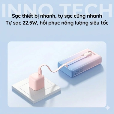 Sạc Dự Phòng DX310 22.5W PD với 20.000/50.000mAh, sạc nhanh 4 lần, có dây