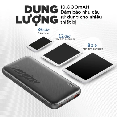 Sạc Dự Phòng Energizer 10.000mAh PD 22.5W 3 Cổng, Sạc Nhanh, Bảo Hành 1 Năm - 642.000 VND 5