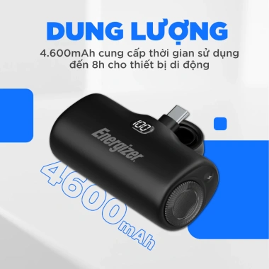 Sạc dự phòng Energizer 4.600mAh UE4.600PQ - Thiết kế nhỏ gọn, sạc nhanh 22.5W, giá ưu đãi 572.500₫