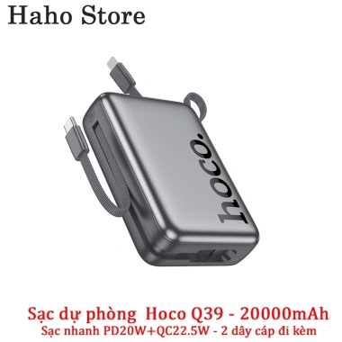 Sạc dự phòng Hoco Q39 20.000mAh sạc nhanh 20W kèm dây LN và Type-C - Giá chỉ 460.000₫
