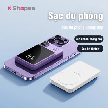 Sạc dự phòng hút nam châm 22.5W - Siêu mỏng, không dây, 3.000‑50.000 mAh, sạc nhanh, giảm giá 259k