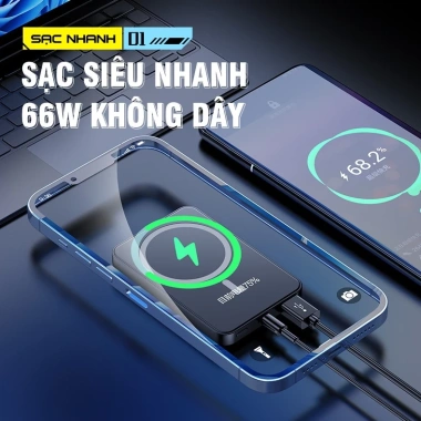 Sạc dự phòng hút nam châm 22.5W - Siêu mỏng, không dây, 3.000‑50.000 mAh, sạc nhanh, giảm giá 259k