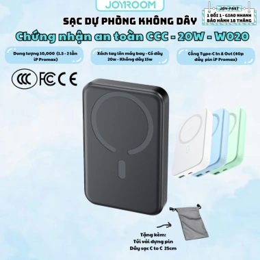 Sạc dự phòng iP 20W Joyroom W020 - Sạc nhanh không dây nam châm, Chính hãng, giảm còn 529k
