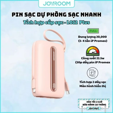 Sạc dự phòng Joyroom L012 22.5W Colorful 10-20k mAh tích hợp cáp sạc nhanh - Chính hãng