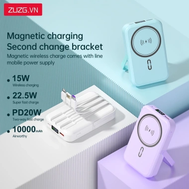 Sạc dự phòng không dây 10.000mAh ZUZG J47 có dây sạc nhanh Chính hãng 525.000 VND 2