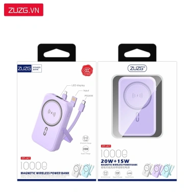 Sạc dự phòng không dây 10.000mAh ZUZG J47 có dây sạc nhanh Chính hãng 525.000 VND 8