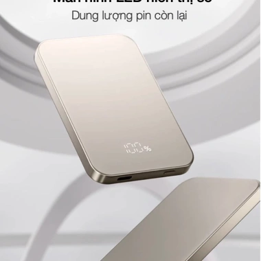 Sạc dự phòng không dây BERF W85 Titan nhôm, kính mờ AG từ tính, siêu mỏng PD 20W cho iPhone 17/16/15/14/13/12 - 475k