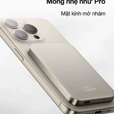 Sạc dự phòng không dây BERF W85 Titan nhôm, kính mờ AG từ tính, siêu mỏng PD 20W cho iPhone 17/16/15/14/13/12 - 475k