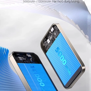 Sạc dự phòng không dây BERF W85 Titan nhôm, kính mờ AG từ tính, siêu mỏng PD 20W cho iPhone 17/16/15/14/13/12 - 475k