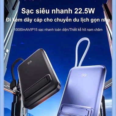 Sạc dự phòng không dây KINGLEEN G27 - Sạc nhanh 22.5W, 15W không dây, chỉ 249.000₫
