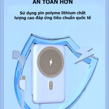 Sạc dự phòng không dây KINGLEEN G27 - Sạc nhanh 22.5W, 15W không dây, chỉ 249.000₫