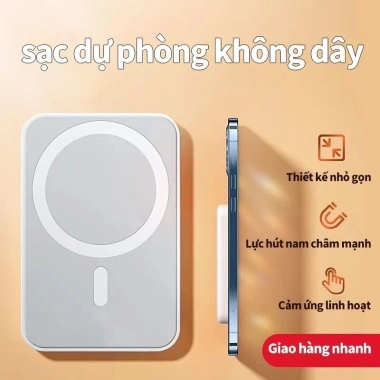 Sạc Dự Phòng Không Dây Nhanh Cho iPhone 12-16, USB-C, Giá 131.200₫ Giảm 20%