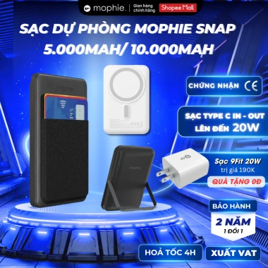 Sạc dự phòng Mophie Snap+ PD 20W 10.000mAh không dây Qi Bảo hành 2 năm giá chỉ 789.000đ