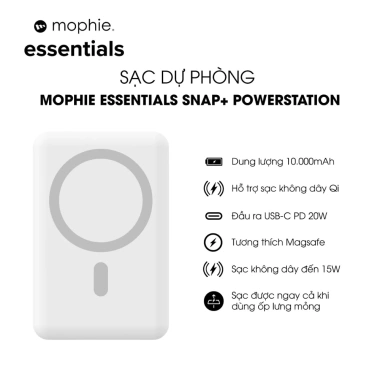 Sạc dự phòng Mophie Snap+ PD 20W 10.000mAh không dây Qi Bảo hành 2 năm giá chỉ 789.000đ 4 Sạc dự phòng Mophie Snap+ PD 20W 10.000mAh không dây Qi Bảo hành 2 năm giá chỉ 789.000đ 4