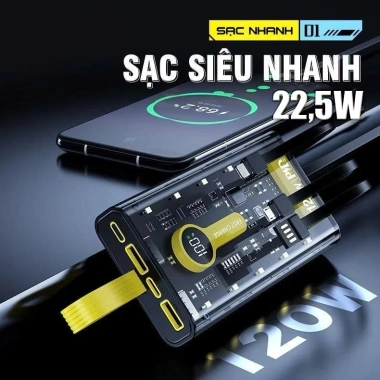 Sạc dự phòng nhanh 20W PD 22.5W 30.000-50.000mAh, đèn LED, phù hợp iPhone 12-16 & Xiaomi, giá 329k 7 Sạc dự phòng nhanh 20W PD 22.5W 30.000-50.000mAh, đèn LED, phù hợp iPhone 12-16 & Xiaomi, giá 329k 7