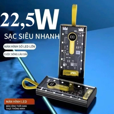 Sạc dự phòng nhanh 20W PD 22.5W 30.000-50.000mAh, đèn LED, phù hợp iPhone 12-16 & Xiaomi, giá 329k 9 Sạc dự phòng nhanh 20W PD 22.5W 30.000-50.000mAh, đèn LED, phù hợp iPhone 12-16 & Xiaomi, giá 329k 9
