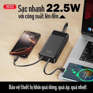 Sạc Dự Phòng PR275 22.5W XO Simple Is Beauty 20.000mAh Tích Hợp Dây 2 Dây Sạc Giá Ưu Đãi 640k 7