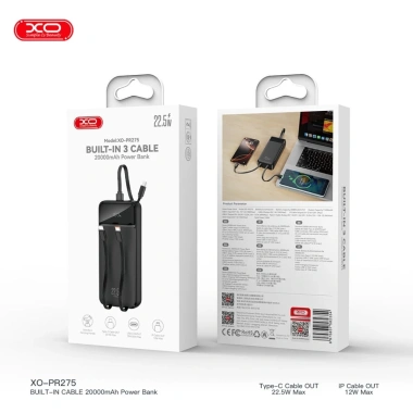 Sạc Dự Phòng PR275 22.5W XO Simple Is Beauty 20.000mAh Tích Hợp Dây 2 Dây Sạc Giá Ưu Đãi 640k 8
