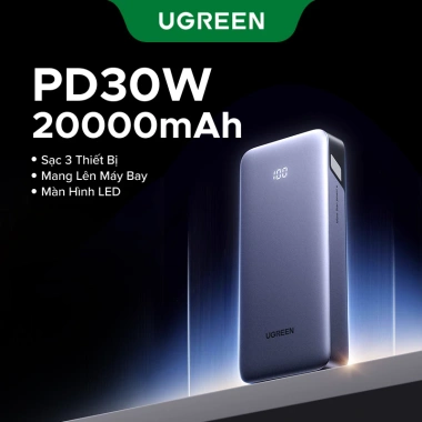 Sạc dự phòng UGREEN 20.000mAh PD 25W PPS QC USB-C Fast Charge - Giá chỉ 759.000₫