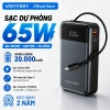 Sạc Dự Phòng Vention 65W 20.000mAh - Sạc Nhanh PD, Cáp Type-C Tích Hợp, Màn Hình LED, Dùng cho Điện Thoại và Laptop - Giá 775.000 VND