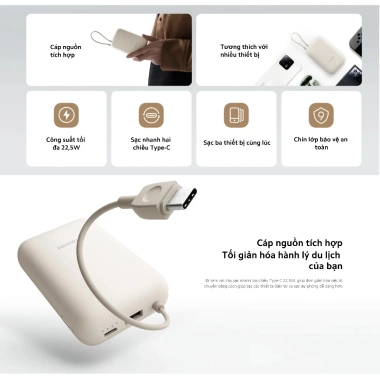 Sạc dự phòng Xiaomi 10.000mAh 22,5W cáp Type-C tích hợp - Chính hãng, giá ưu đãi 486k 3 Sạc dự phòng Xiaomi 10.000mAh 22,5W cáp Type-C tích hợp - Chính hãng, giá ưu đãi 486k 3