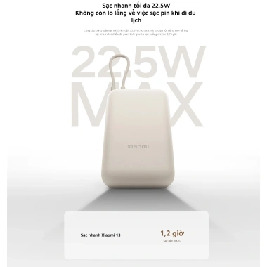 Sạc dự phòng Xiaomi 10.000mAh 22,5W cáp Type-C tích hợp - Chính hãng, giá ưu đãi 486k