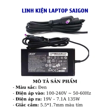 Sạc Laptop Acer 180W 19.5V 9.23A - Predator 15/17, Triton 700, Gateway One, Z3.171 Z3.771 - Giá 421.400₫ 7 Sạc Laptop Acer 180W 19.5V 9.23A - Predator 15/17, Triton 700, Gateway One, Z3.171 Z3.771 - Giá 421.400₫ 7
