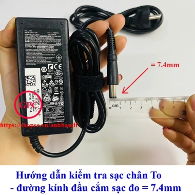 Sạc Laptop Dell 65W 19.5V 3.34A - Chân kim to 7.4mm, đầu 7.4x5.0mm, chất lượng cao, chỉ 140k