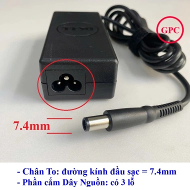 Sạc Laptop Dell 65W 19.5V 3.34A - Chân kim to 7.4mm, đầu 7.4x5.0mm, chất lượng cao, chỉ 140k