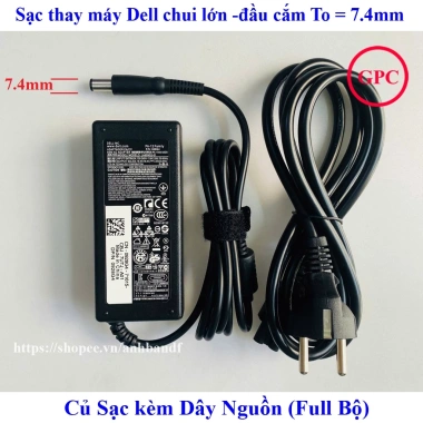 Sạc Laptop Dell 65W 19.5V 3.34A - Chân kim to 7.4mm, đầu 7.4x5.0mm, chất lượng cao, chỉ 140k