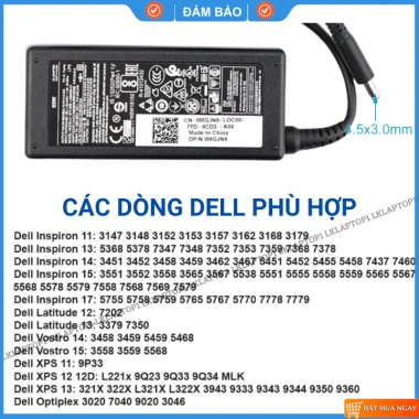 Sạc Laptop Dell 65W 19.5V 3.34A Kim Nhỏ cho Inspiron 15/3.000-5.000, Vostro 13/5.000, Latitude 13/3.000-7.000 - 103.550 VND 9