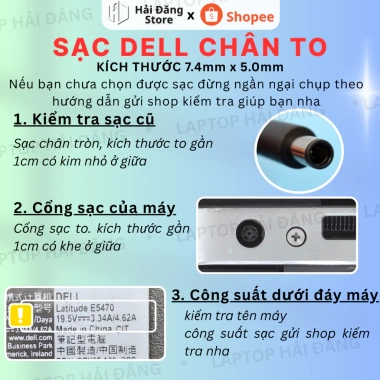 Sạc Laptop Dell Chân Kim To Nhỏ TYPE-C 45W-90W Giá 49k Bảo hành 12-24 tháng