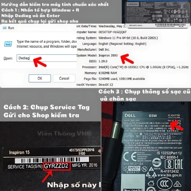 Sạc Laptop Dell Chân To/Chân Nhỏ 45W-65W-90W - Bảo hành 24 tháng, Lỗi 1 Đổi 1, 160k