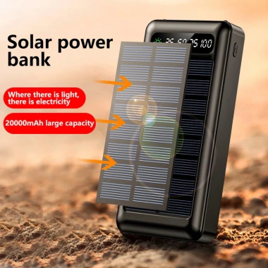 Sạc năng lượng mặt trời 50.000mAh - Đầu ra kép 4 dây, sạc điện thoại, chỉ 250k