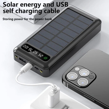 Sạc năng lượng mặt trời 50.000mAh - Đầu ra kép 4 dây, sạc điện thoại, chỉ 250k