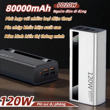 Sạc nhanh 120W 80.000mAh Nguồn di động - Phù hợp mọi điện thoại, Pin nhập khẩu hiệu suất cao - Giá 459.998₫