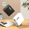 Sạc nhanh 200W 6 trong 1 - 3 USB + 3 PD, QC3.0, hỗ trợ EU/US/UK, du lịch 3