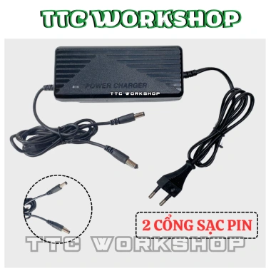 Sạc nhanh 21V 3A có quạt tản nhiệt - Adapter 2 cổng ADT cho pin 10,15,20 cell 2