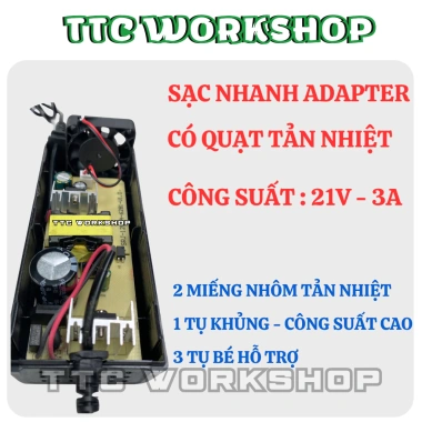Sạc nhanh 21V 3A có quạt tản nhiệt - Adapter cho pin 10C, 15C, 20C - Giá chỉ 114.540₫ 3