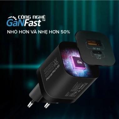 Sạc Nhanh 33W ORIO POWERPORT-33.EU-BK GaNFast – PD3.0 & QC3.0, Siêu Nhẹ Du Lịch, Giá giảm còn 80.000₫