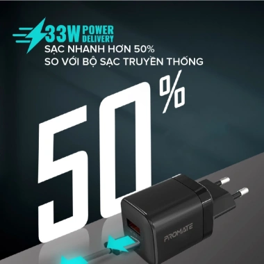 Sạc Nhanh 33W ORIO POWERPORT-33.EU-BK GaNFast – PD3.0 & QC3.0, Siêu Nhẹ Du Lịch, Giá giảm còn 80.000₫
