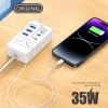 Sạc nhanh 6 cổng PD 3.0, cáp mở rộng 100cm, điện áp kép, bảo vệ đa năng USB Trắng - chỉ 98.010 đ 2
