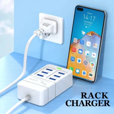 Sạc nhanh 6 cổng PD 3.0, cáp mở rộng 100cm, điện áp kép, bảo vệ đa năng USB Trắng - chỉ 98.010 đ