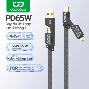 Sạc nhanh 65W Đa năng 4 trong 1 GOOJODOQ USB Type-C Micro tương thích Samsung Huawei – Giá 79.000₫
