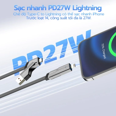 Sạc nhanh 65W Đa năng 4 trong 1 GOOJODOQ USB Type-C Micro tương thích Samsung Huawei – Giá 79.000₫